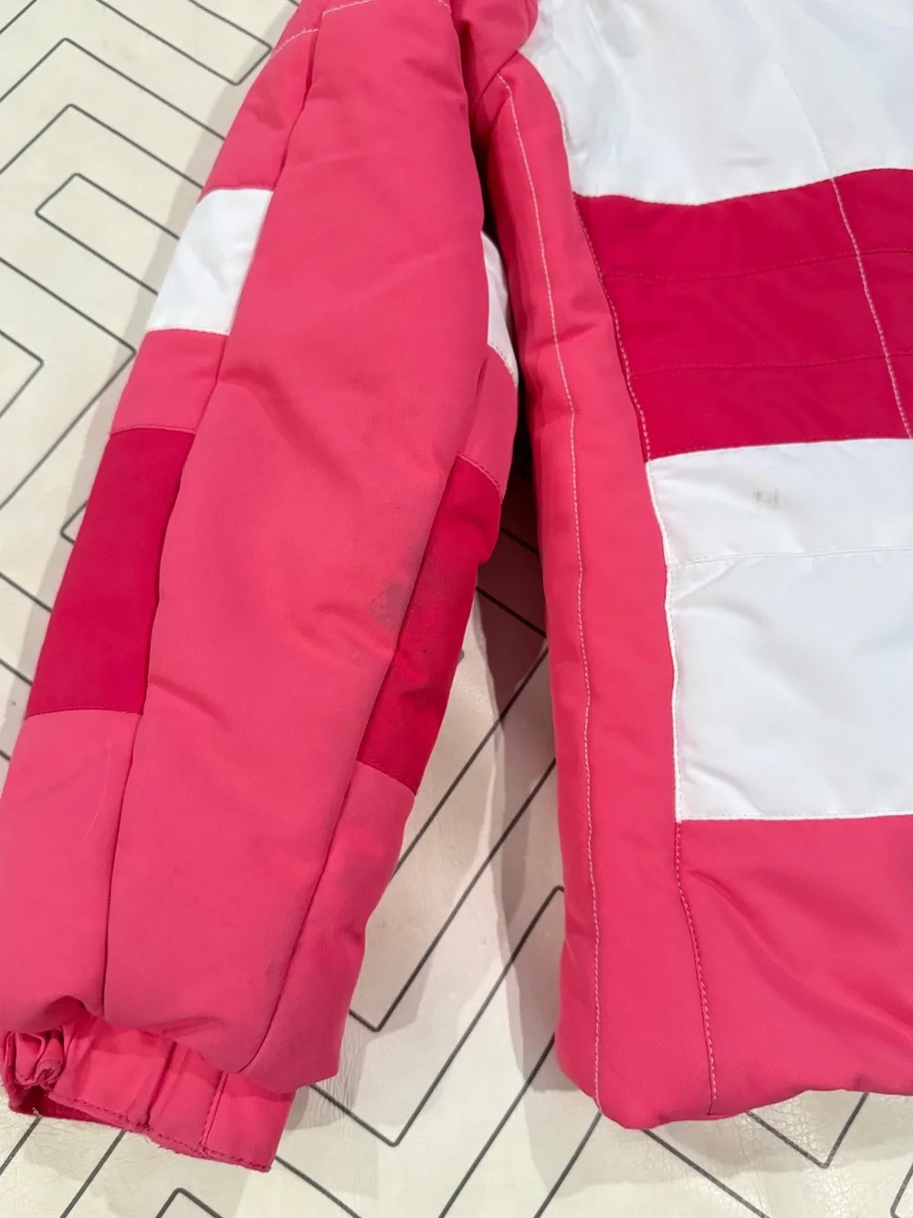 Obermeyer Pink and White Ski Puffer Jacket